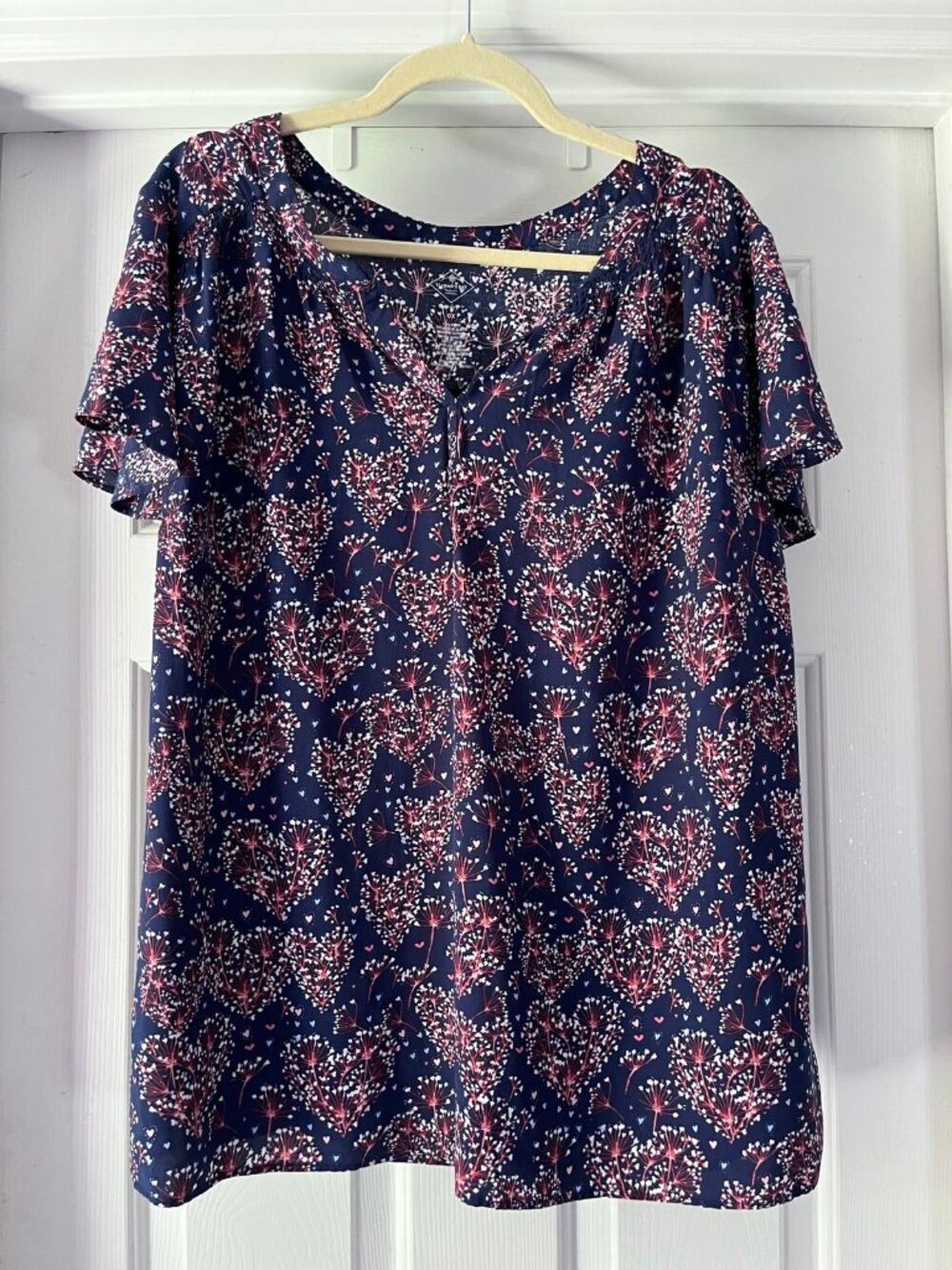 St Johns Bay Floral Heart Print Blouse 0X